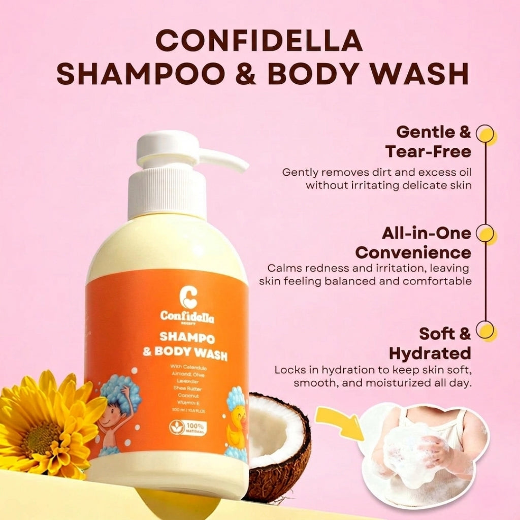 Confidella Baby Shampoo & Body Wash with Calendula | 300mL
