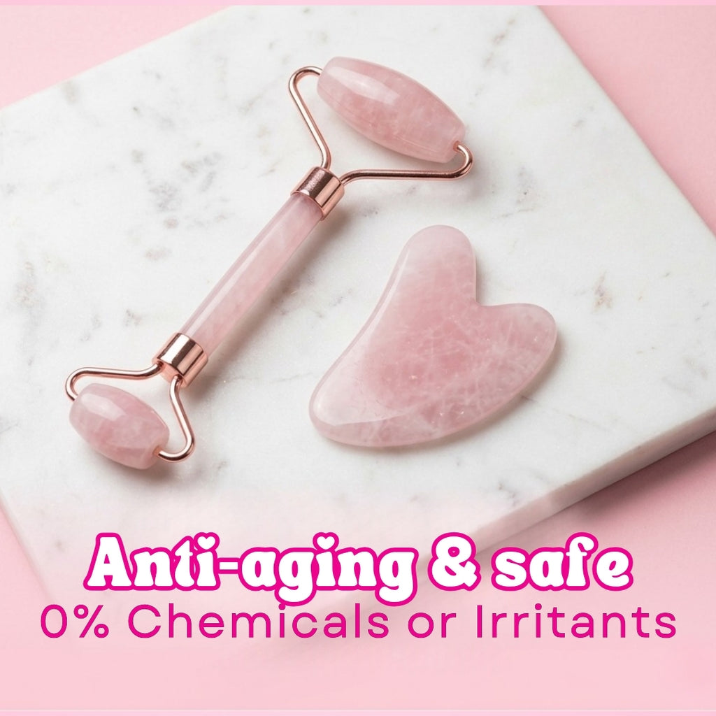 Rose Quartz Roller & Gua Sha Set