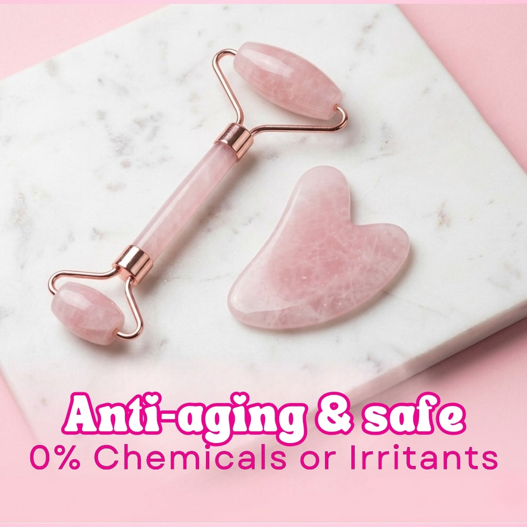 Rose Quartz Roller & Gua Sha Set